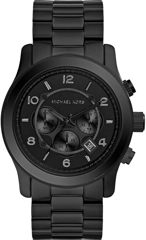 black michael kors watch men's|michael kors black dial watch.